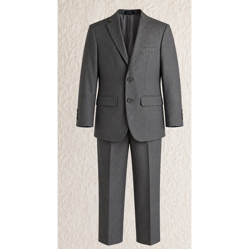 Chaps Boys 2-Piece Blazer and Pants Suit Set Size 8 Regular Gray Wool Blend EUC